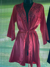 Load image into Gallery viewer, red satin lace robe