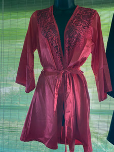 red satin lace robe