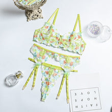 Load image into Gallery viewer, Green Floral Lingerie Set